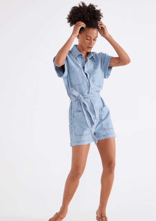 Adeya Stripe Romper in Beach Day Stripe
