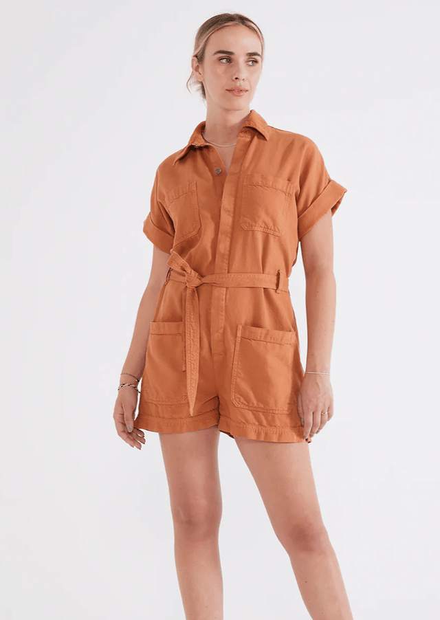 Adeya Utility Romper in Hazel