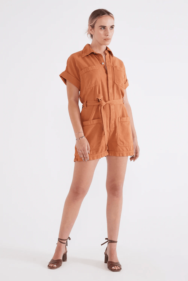 Adeya Utility Romper in Hazel