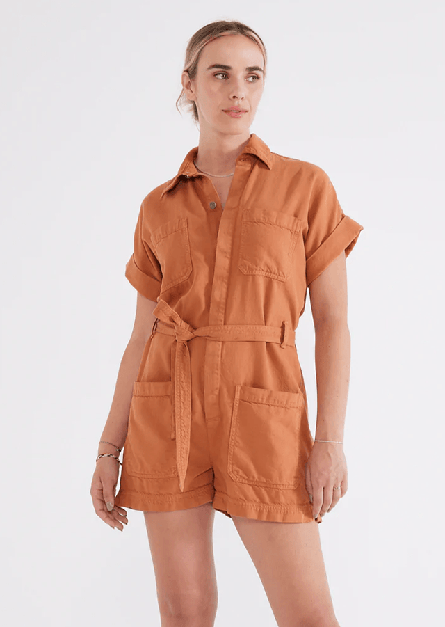 Adeya Utility Romper in Hazel