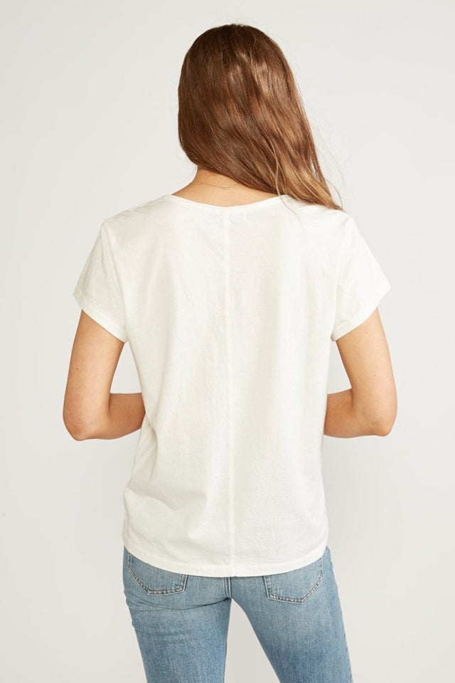 Aiden Organic Cotton V-Neck Tee in Cloud White