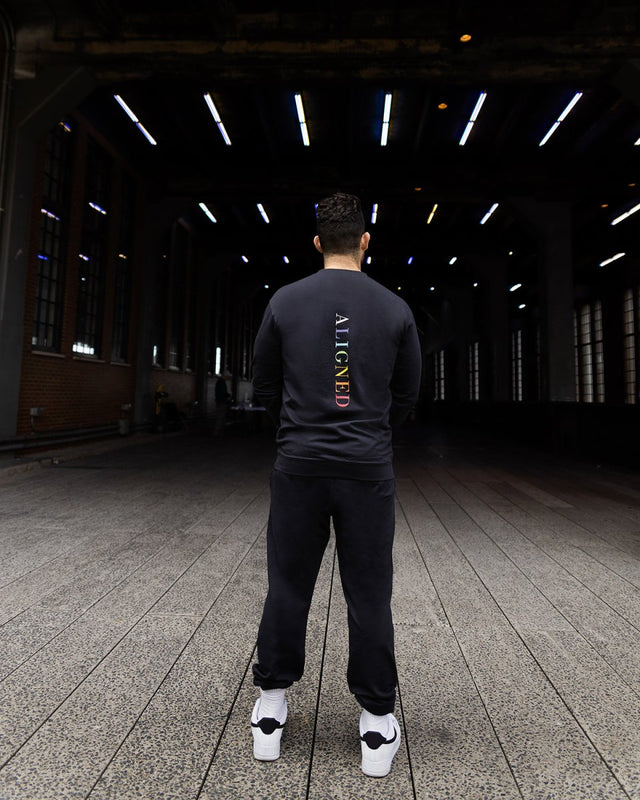 Aligned Unisex Graphic Sweatshirt in Black