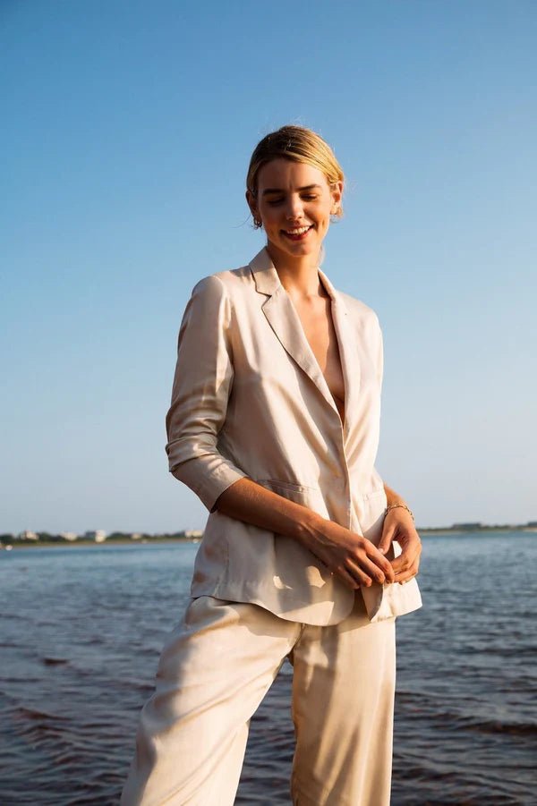 Allie Ankle Pants in Champagne - Veneka-Sustainable-Ethical-Bottoms-Neu Nomads Drop Ship