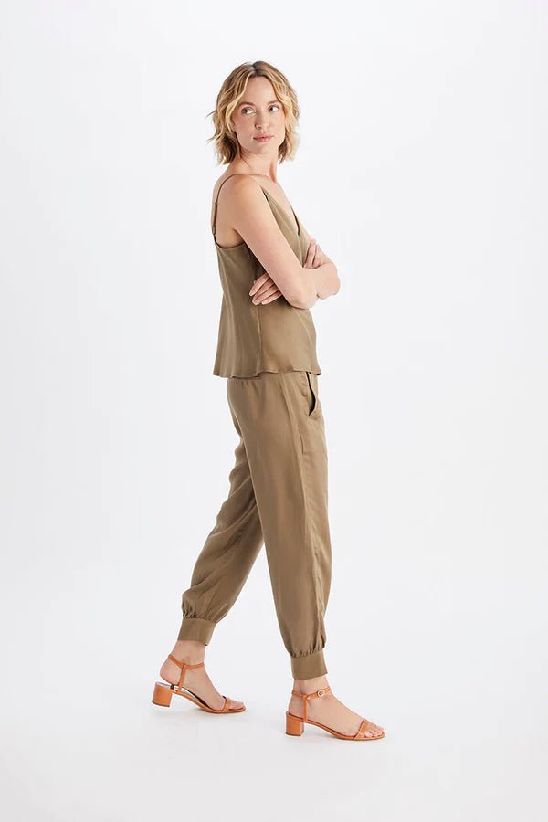 Allie Ankle Pants in Khaki - Veneka-Sustainable-Ethical-Bottoms-Neu Nomads Drop Ship