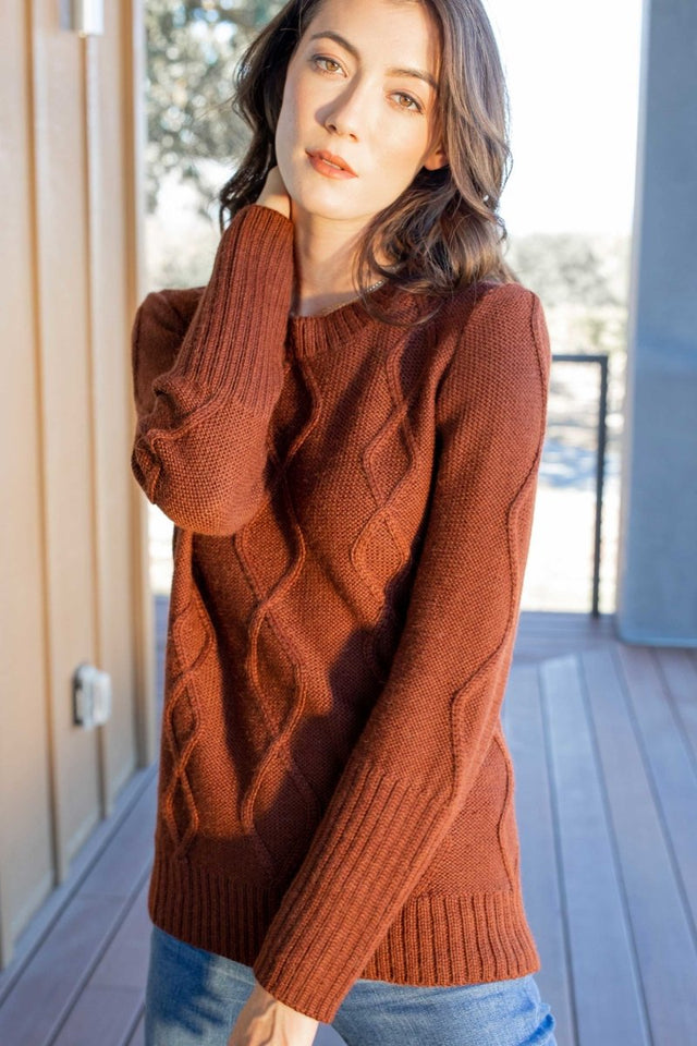 Alpaca Cable Pullover in Autumn