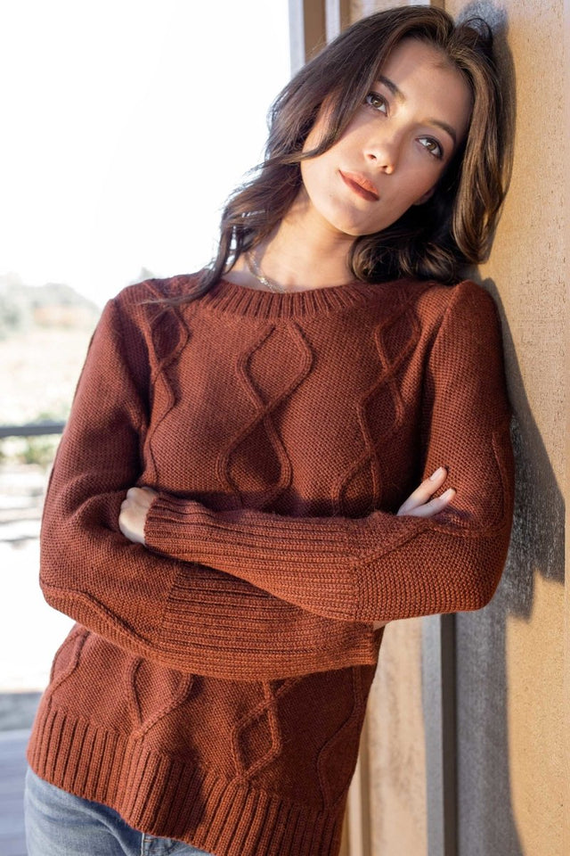 Alpaca Cable Pullover in Autumn