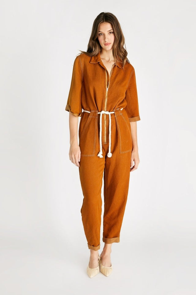 Amelia Flight Suit in Burnt Turmeric