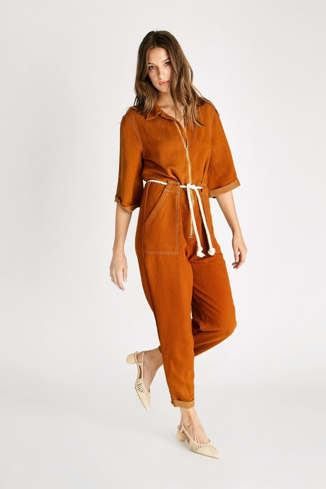 Amelia Flight Suit in Burnt Turmeric