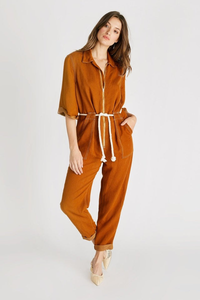Amelia Flight Suit in Burnt Turmeric