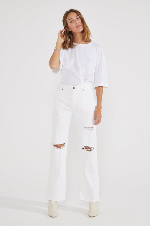 Amis Mid Rise Relaxed Boot - Vintage White - Veneka-Sustainable-Ethical-denim-Etica Denim Drop Ship