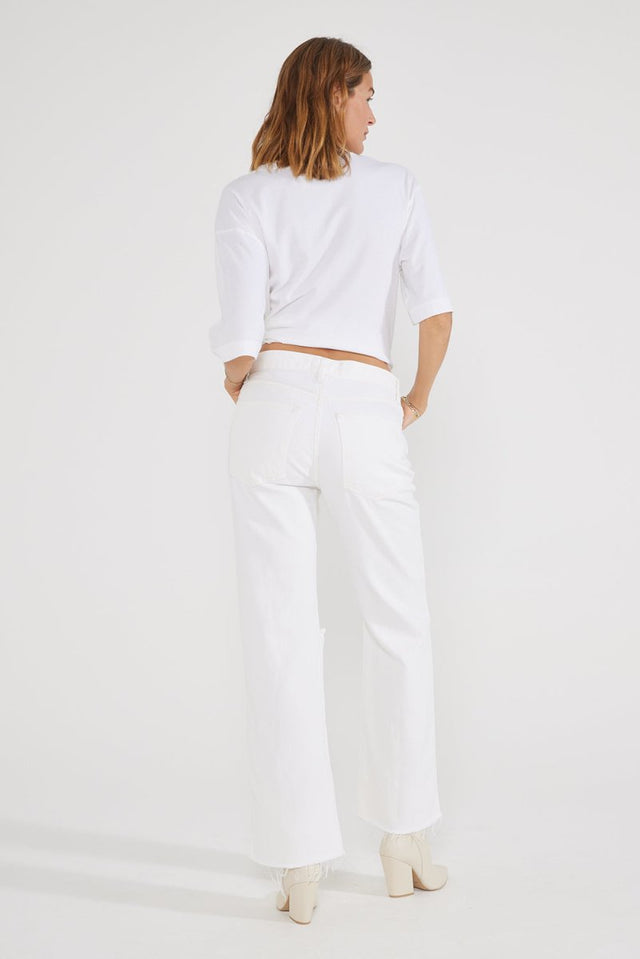 Amis Mid Rise Relaxed Boot - Vintage White - Veneka-Sustainable-Ethical-denim-Etica Denim Drop Ship