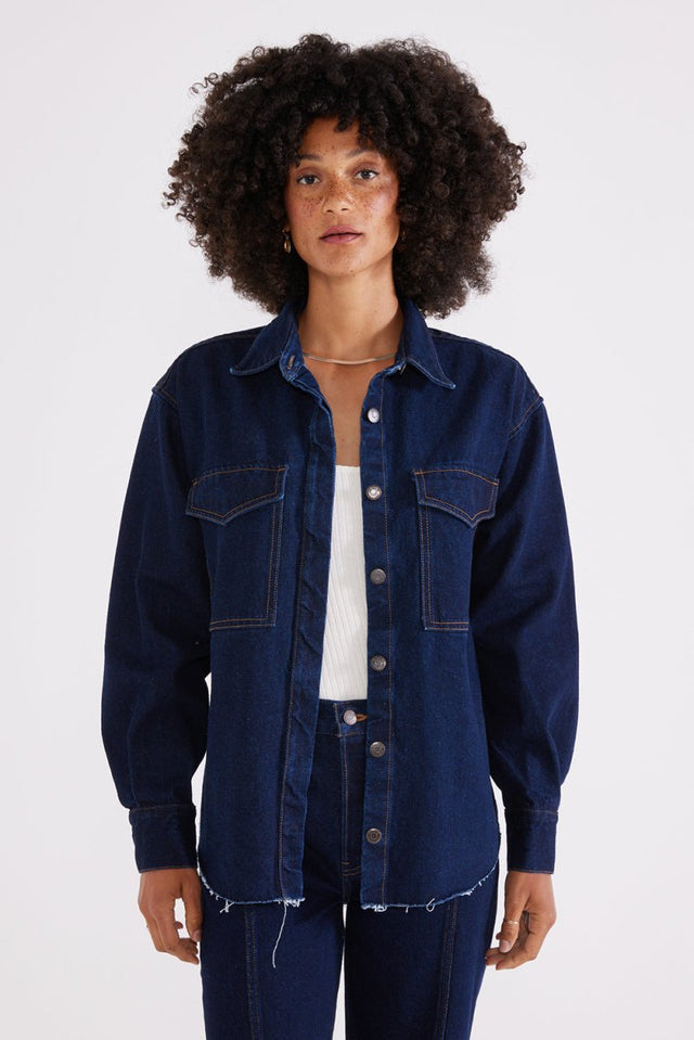Anary Denim Shirt Jacket - Night Swim - Veneka-Sustainable-Ethical-Jackets-Etica Denim Drop Ship