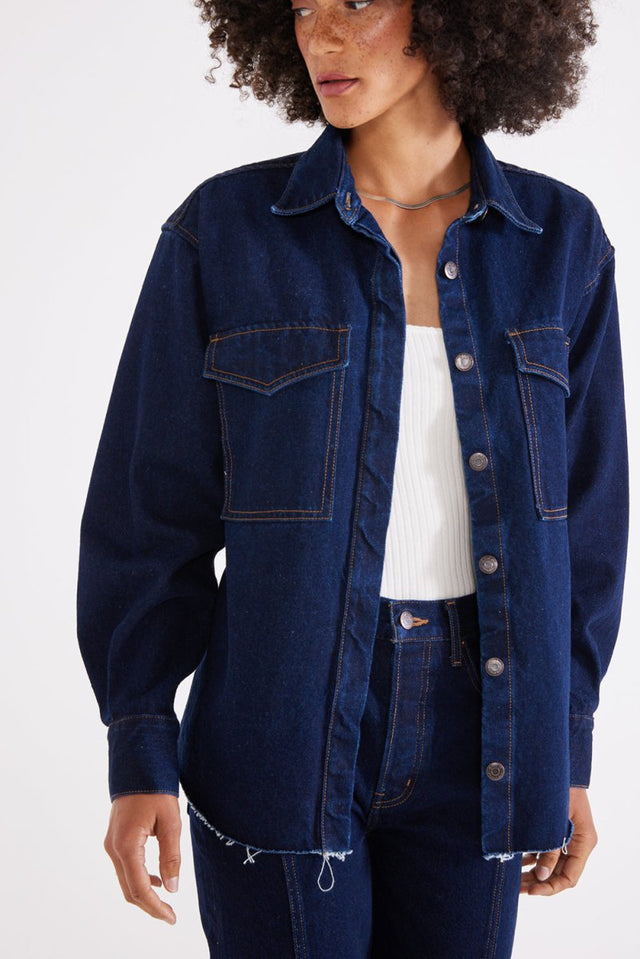Anary Denim Shirt Jacket - Night Swim - Veneka-Sustainable-Ethical-Jackets-Etica Denim Drop Ship