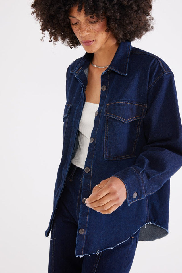 Anary Denim Shirt Jacket - Night Swim - Veneka-Sustainable-Ethical-Jackets-Etica Denim Drop Ship
