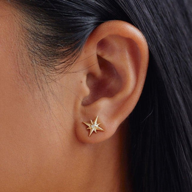 Aster Gold Sapphire Star Earrings