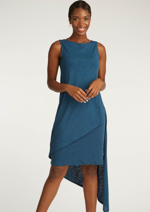 Asymetrical Slub Tunic in Navy