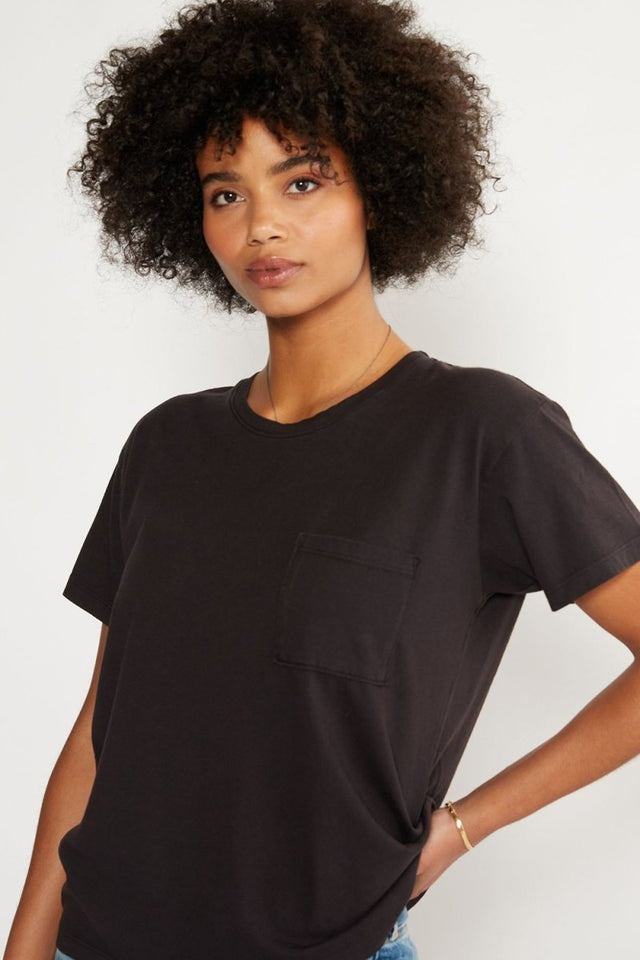 Avril Pocket Tee in Black Beauty - Veneka-Sustainable-Ethical-Tops-Etica Denim Drop Ship