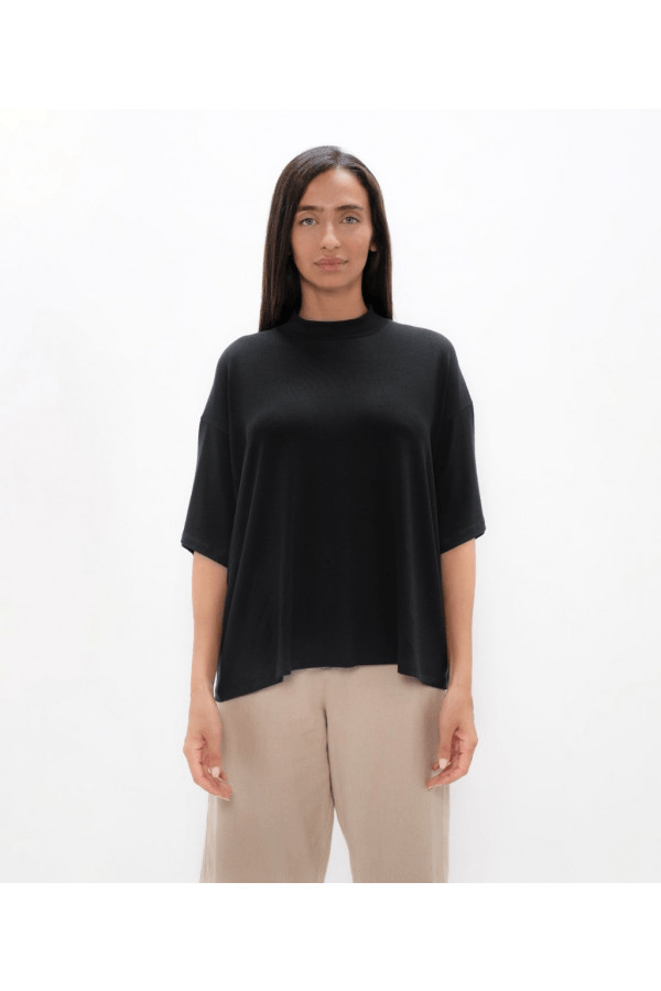 Beirut BEY Boxy Tee in Black Sand - Veneka-Sustainable-Ethical-Tops-1 People Drop Ship