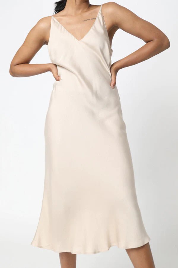 Bias Cut Slip Dress in Champagne - Veneka-Sustainable-Ethical-Dresses-Neu Nomads Drop Ship