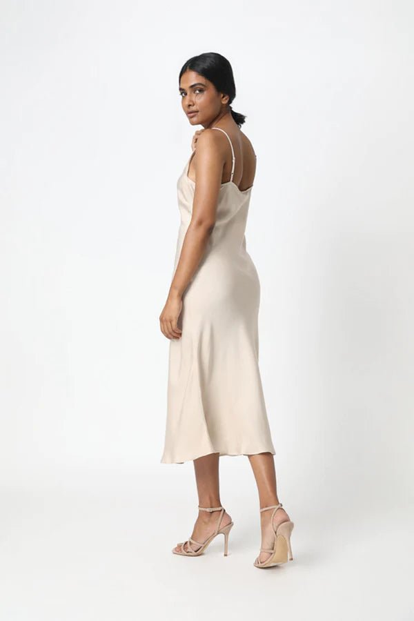 Bias Cut Slip Dress in Champagne - Veneka-Sustainable-Ethical-Dresses-Neu Nomads Drop Ship