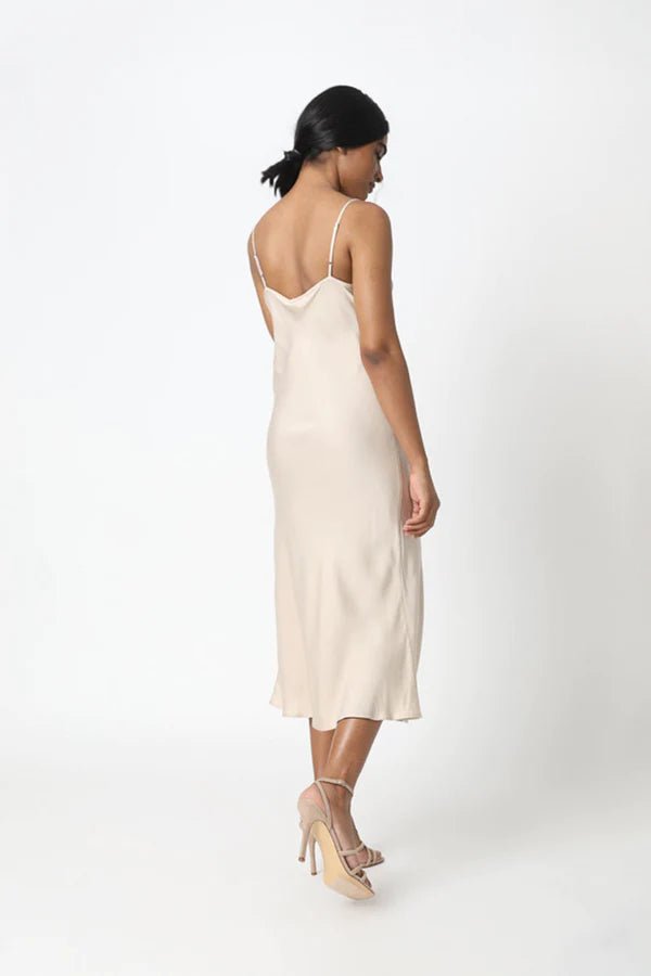 Bias Cut Slip Dress in Champagne - Veneka-Sustainable-Ethical-Dresses-Neu Nomads Drop Ship