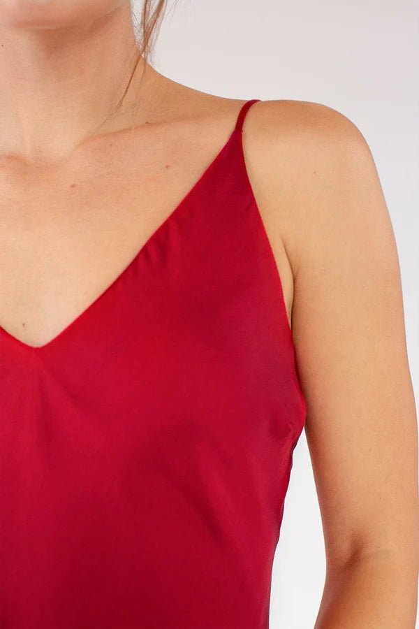 Bias Cut Slip Dress in Crimson - Veneka-Sustainable-Ethical-Dresses-Neu Nomads Drop Ship