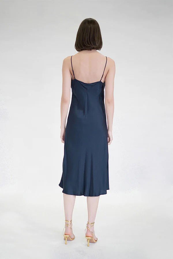 Bias Cut Slip Dress in Midnight - Veneka-Sustainable-Ethical-Dresses-Neu Nomads Drop Ship