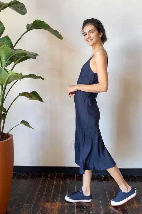 Bias Cut Slip Dress in Midnight - Veneka-Sustainable-Ethical-Dresses-Neu Nomads Drop Ship
