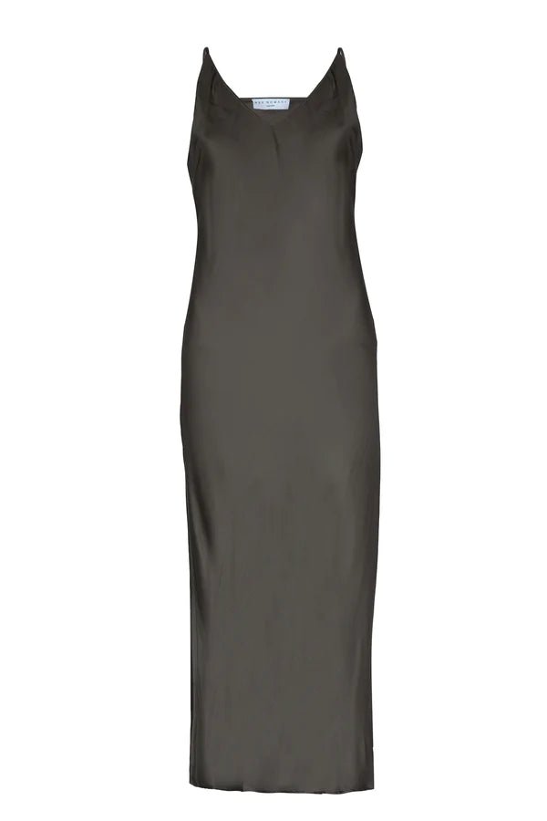 Bias Cut Slip Dress in Olive Night - Veneka-Sustainable-Ethical-Dresses-Neu Nomads Drop Ship