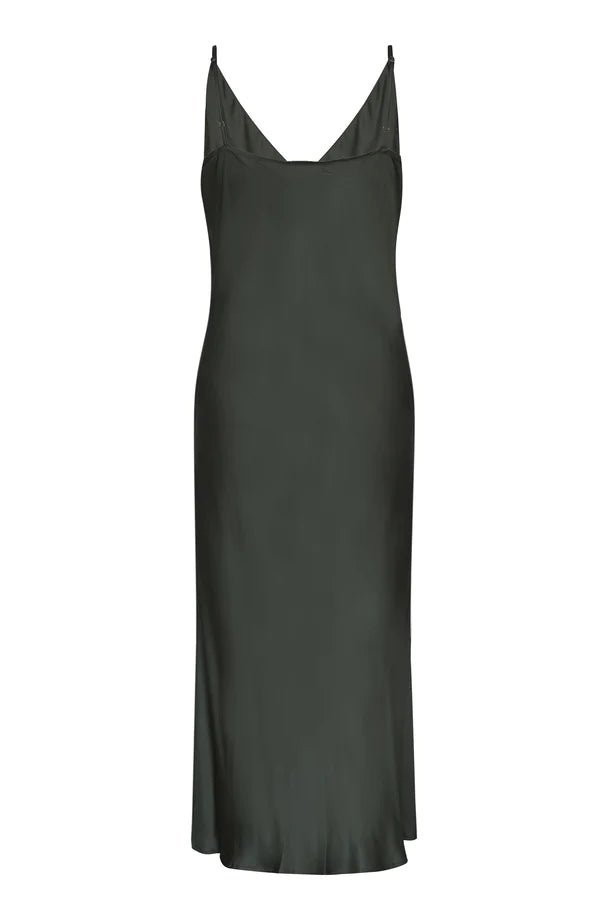 Bias Cut Slip Dress in Olive Night - Veneka-Sustainable-Ethical-Dresses-Neu Nomads Drop Ship
