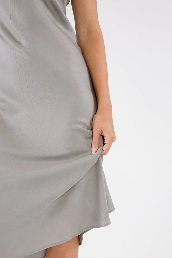 Bias Cut Slip Dress in Steel Grey - Veneka-Sustainable-Ethical-Dresses-Neu Nomads Drop Ship