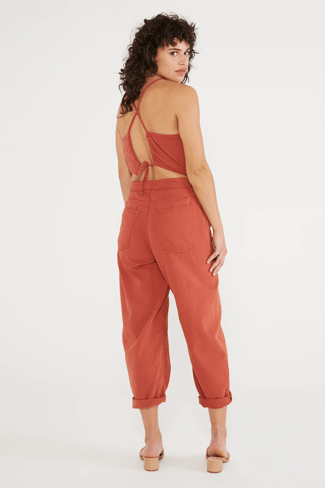 Birdie Halter Jumpsuit in Bossa Nova - Veneka-Sustainable-Ethical-Dresses-Etica Denim Drop Ship