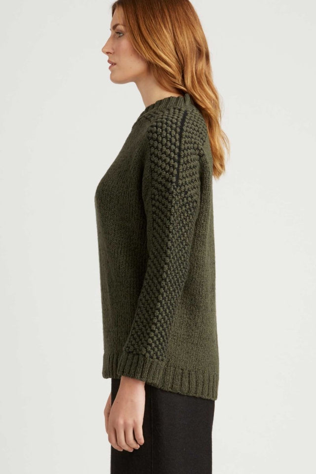 Bobble Shoulder Pullover in Forest - Veneka-Sustainable-Ethical-Tops-Indigenous Drop Ship