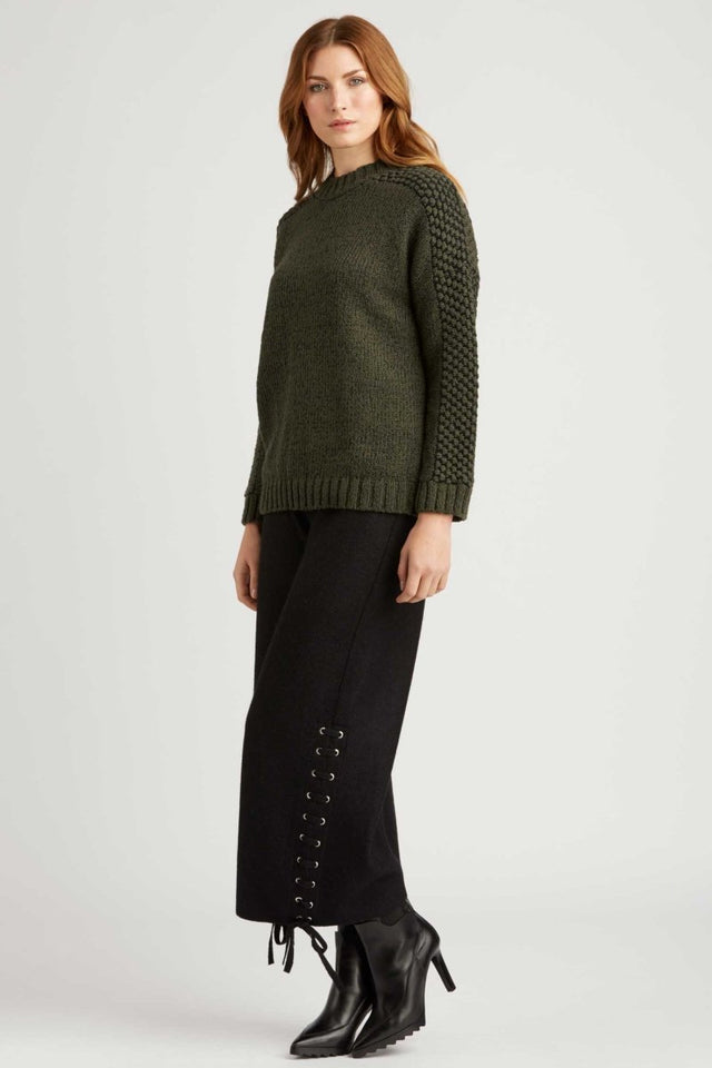 Bobble Shoulder Pullover in Forest - Veneka-Sustainable-Ethical-Tops-Indigenous Drop Ship