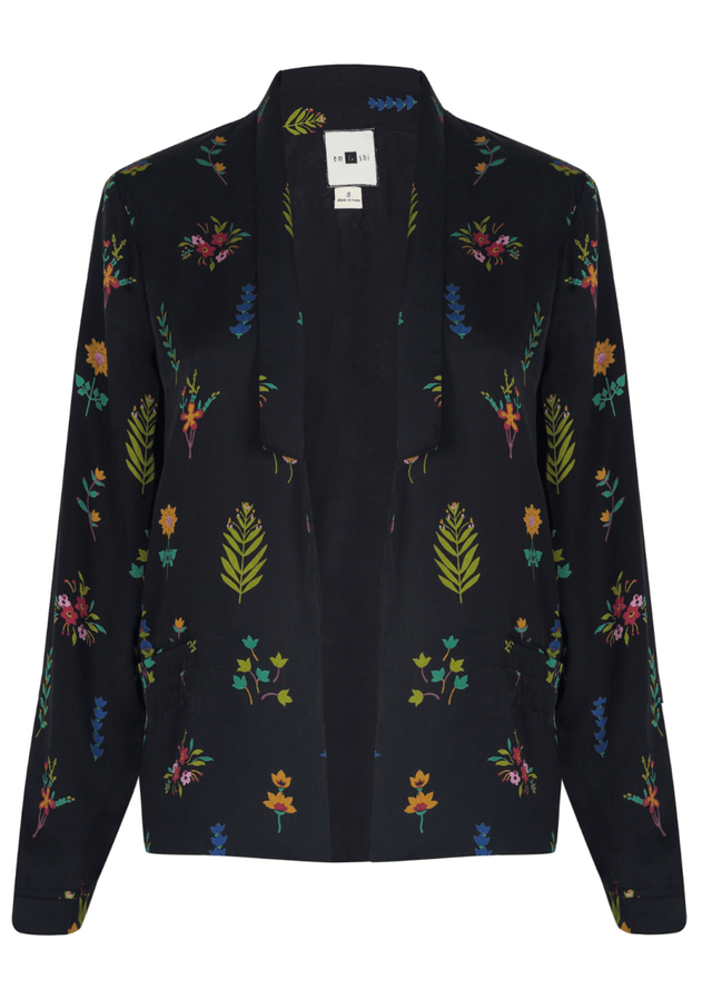 Botanica Blazer in Midnight - Veneka-Sustainable-Ethical-Jackets-Em & Shi Drop Ship