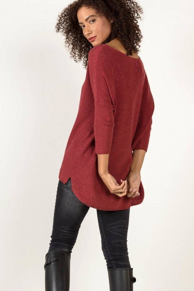 Boxy Pullover in Cherry - Veneka-Sustainable-Ethical-Tops-Indigenous Drop Ship