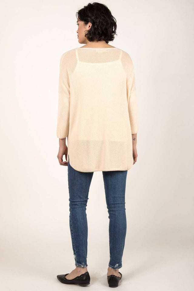 Boxy Pullover in Ivory - Veneka-Sustainable-Ethical-Tops-Indigenous Drop Ship