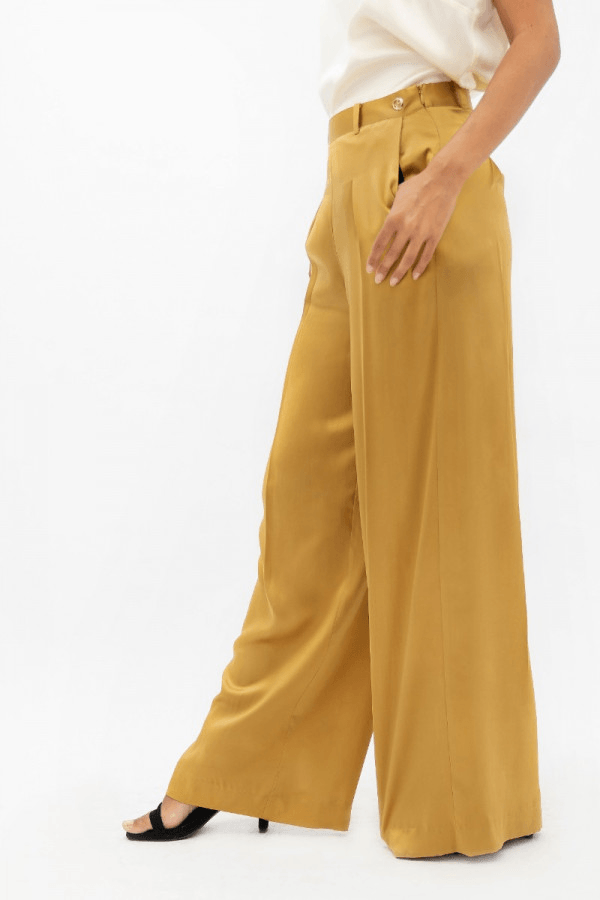 Branson BKG Wide Leg Pants in Mimosa - Veneka-Sustainable-Ethical-Bottoms-1 People Drop Ship