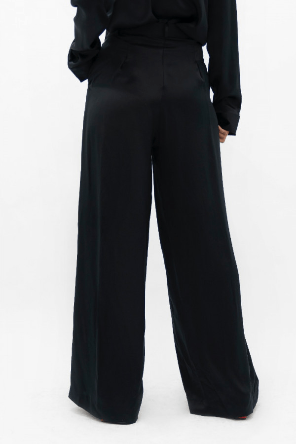 Branson Wide Leg Pants in Black - Veneka-Sustainable-Ethical-Bottoms-1 People Drop Ship