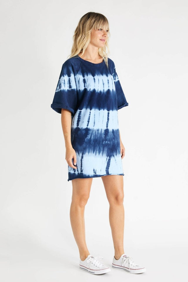 Brooklyn Dress in Indigo Shibori - Veneka-Sustainable-Ethical-Dresses-Etica Denim Drop Ship