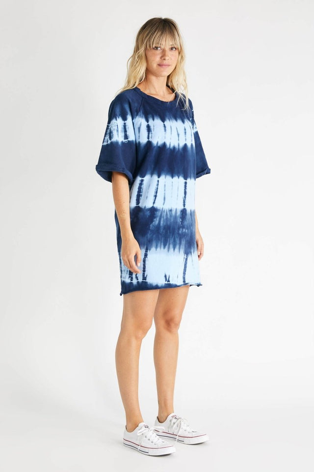 Brooklyn Dress in Indigo Shibori - Veneka-Sustainable-Ethical-Dresses-Etica Denim Drop Ship