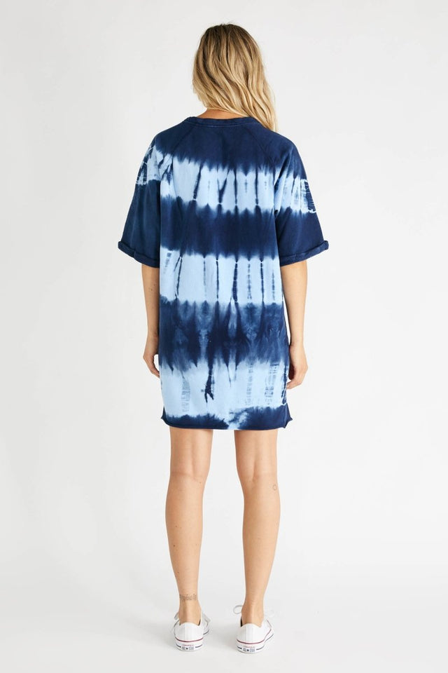 Brooklyn Dress in Indigo Shibori - Veneka-Sustainable-Ethical-Dresses-Etica Denim Drop Ship