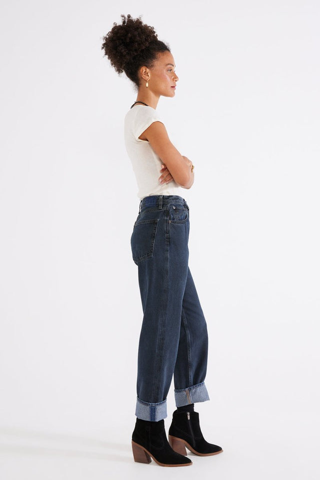 Bryce Pinch Waist Boyfriend - Black Lava - Veneka-Sustainable-Ethical-Bottoms-Etica Denim Drop Ship