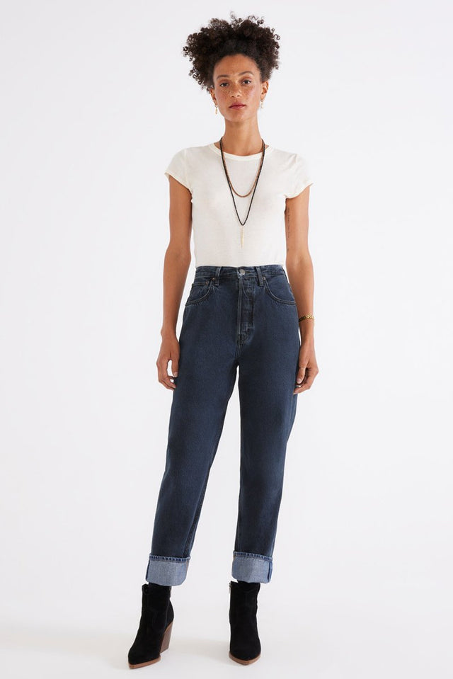 Bryce Pinch Waist Boyfriend - Black Lava - Veneka-Sustainable-Ethical-Bottoms-Etica Denim Drop Ship