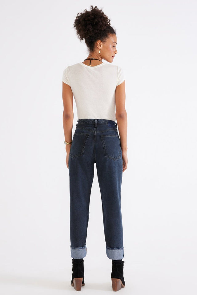 Bryce Pinch Waist Boyfriend - Black Lava - Veneka-Sustainable-Ethical-Bottoms-Etica Denim Drop Ship