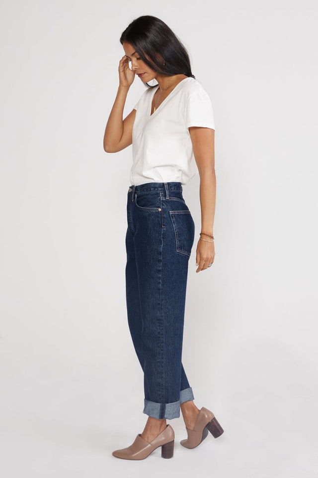 Bryce Pinch Waist Boyfriend in Midnight Dive - Veneka-Sustainable-Ethical-Bottoms-Etica Denim Drop Ship