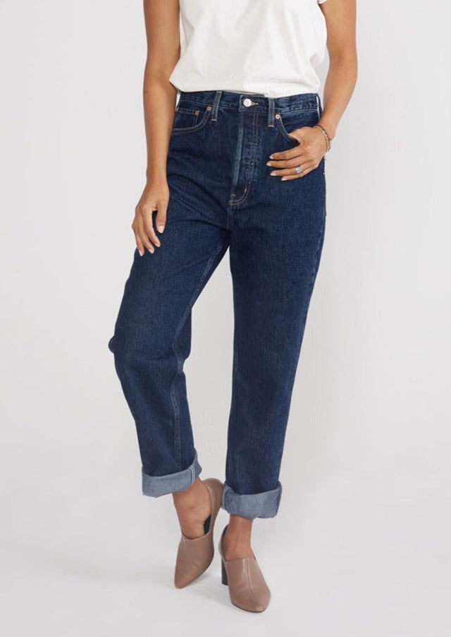Bryce Pinch Waist Boyfriend in Midnight Dive - Veneka-Sustainable-Ethical-Bottoms-Etica Denim Drop Ship