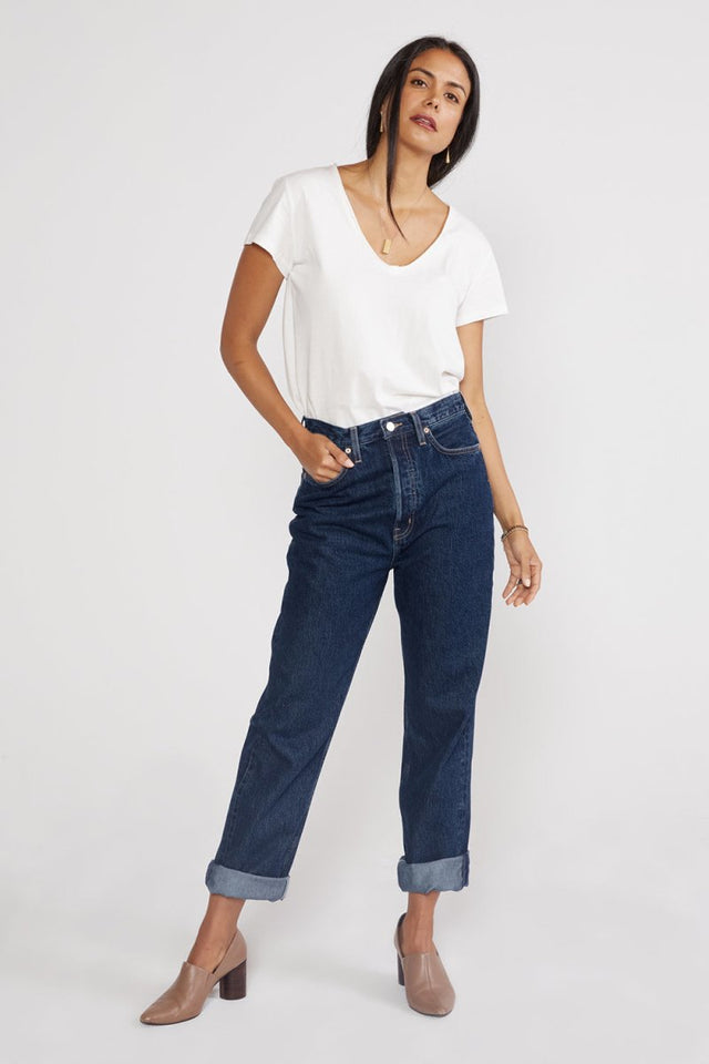 Bryce Pinch Waist Boyfriend in Midnight Dive - Veneka-Sustainable-Ethical-Bottoms-Etica Denim Drop Ship