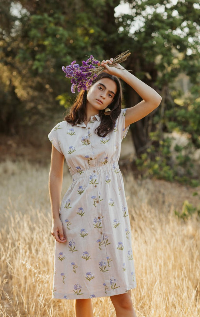 Button Down Dress in Sweet Lavender - Veneka-Sustainable-Ethical--Em & Shi Drop Ship