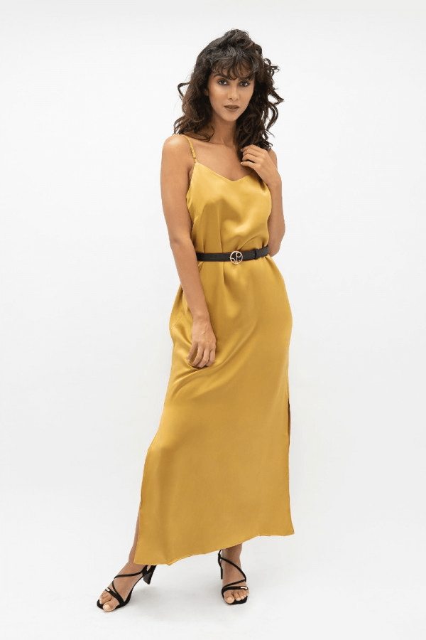 Calabar CBQ Slip Dress in Mimosa - Veneka-Sustainable-Ethical-Dresses-1 People Drop Ship